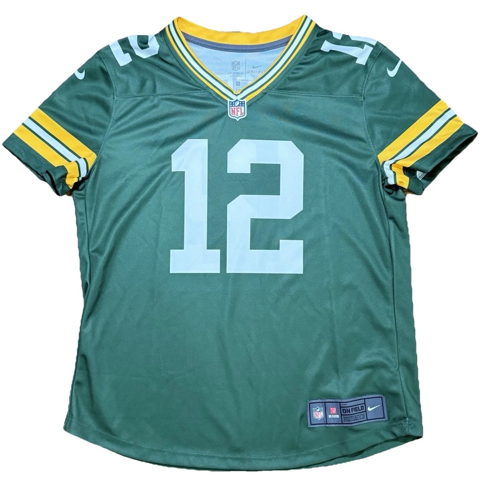 Nike NFL On‎ Field Youth Size M Green Bay Packers #12 Aaron Rodgers Jersey